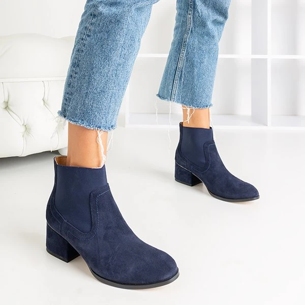 OUTLET Námořnické modré dámské boty s plochými podpatky Tarina - Obuv
