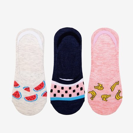 3 barevné dámské ponožky / balení - ponožky