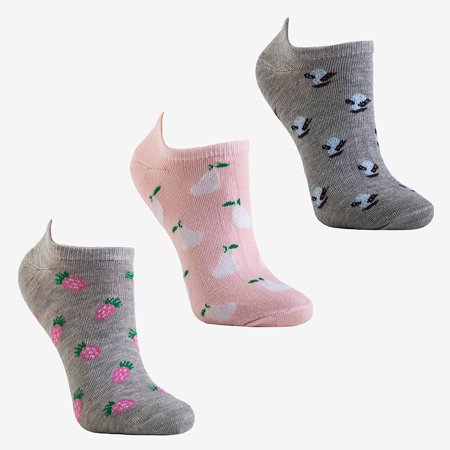 Barevné dámské ponožky s ovocným potiskem 3 / balení - Ponožky