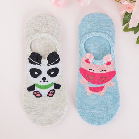 Barevné dámské ponožky s potiskem 2 / balení - Ponožky