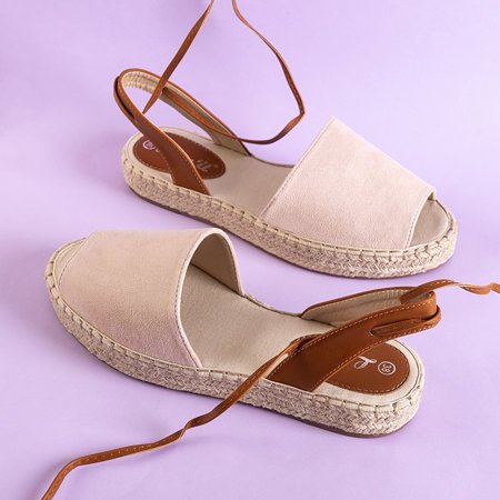 Béžové a růžové dámské vázané sandály Blisis - obuv