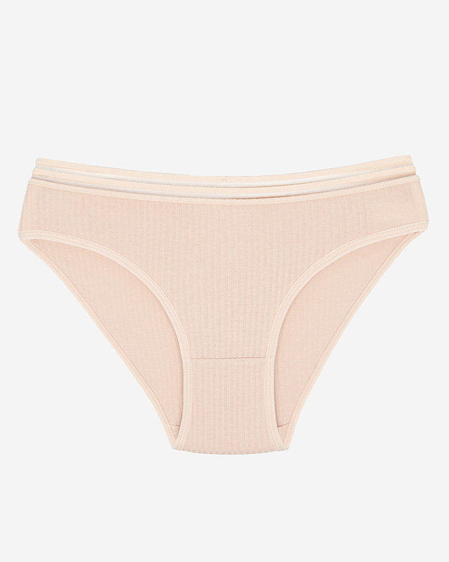 Béžové bavlněné dámské kalhotky, pruhované slipy - Spodní prádlo