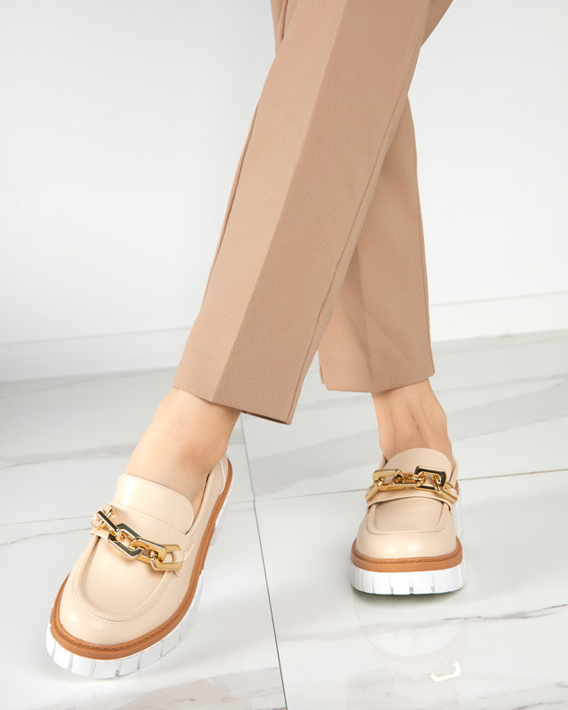 Béžové dámské boty se zlatým přídavkem Plirose - Obuv
