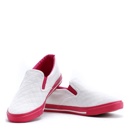 Biało-różowe tenisówki slip on - Obuwie