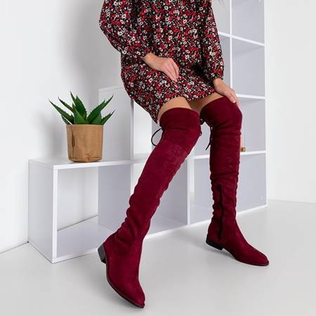 Burgundské boty na koleno Ena - obuv
