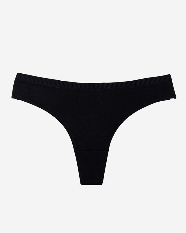 Černá bavlněná dámská jednobarevná tanga PLUS SIZE - Spodní prádlo