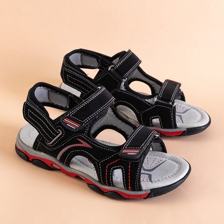 Černé chlapecké sandály se suchým zipem Mikos - Footwear