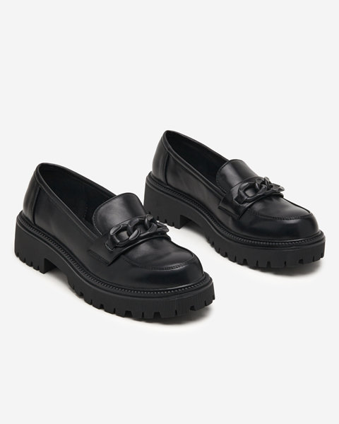 Černé dámské boty z ekokůže s řetízkem Konera - Obuv