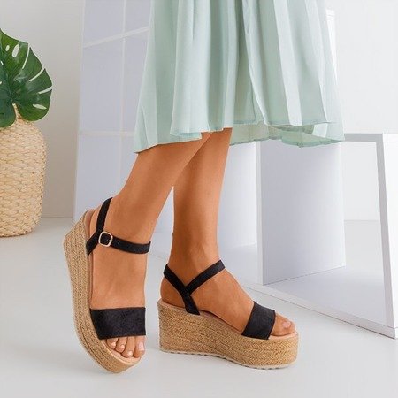 Černé dámské klínové sandály - Obuv