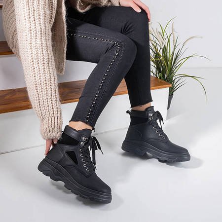 Černé dámské šněrovací sněhové boty Nevesa - obuv