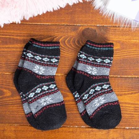 Černé dětské ponožky s norským vzorem 2 / balení - ponožky