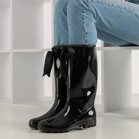 Černé dlouhé dámské nepromokavé boty s lukem Ronay - Obuv 1
