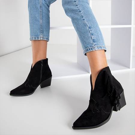 Černé kovbojské boty s třásněmi Dakota - Obuv