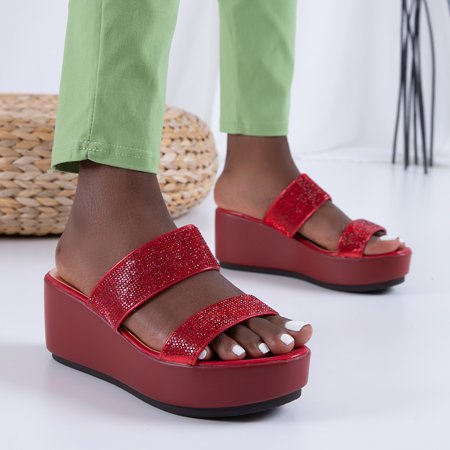 Červené dámské klínové sandály Andarina - obuv