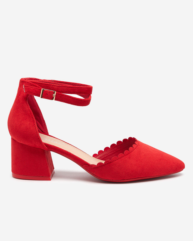 Červené dámské semišové sandály na sloupku Ametis - Obuv