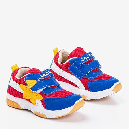 Červené dětské boty s barevnými vložkami Sandray - Obuv