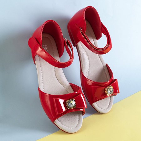 Červené dětské sandály s mašlí Albina - Boty