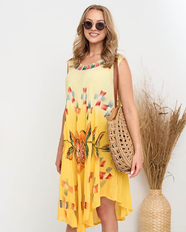 Dámská plážová pelerína žlutá - květinové šaty - Oblečení