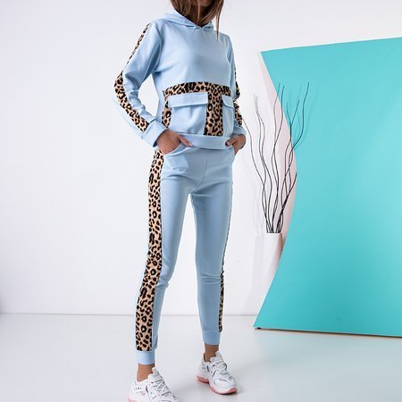 Dámská tepláková souprava s modrým leopardím potiskem - Oblečení