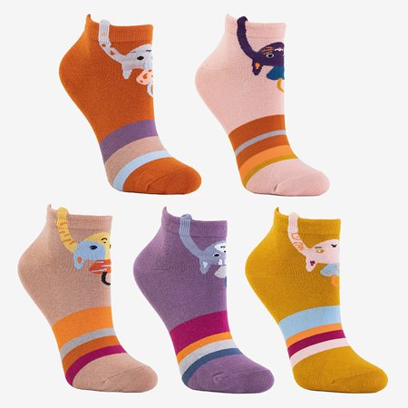 Dámské barevné kotníkové ponožky 5 / balení - ponožky