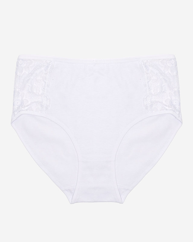 Dámské bílé bavlněné kalhotky s krajkou PLUS SIZE - Spodní prádlo