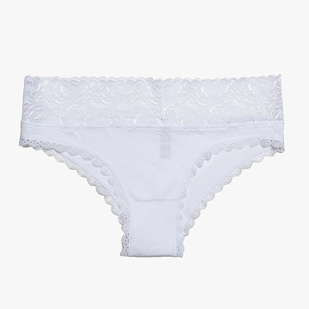 Dámské bílé kalhotky s prolamovanou úpravou - Spodní prádlo
