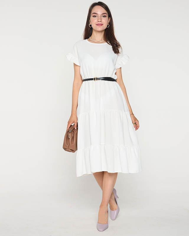 Dámské bílé šaty s volánky - Oblečení