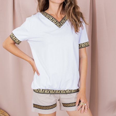 Dámské bílé tričko s řeckým ornamentem - Oblečení
