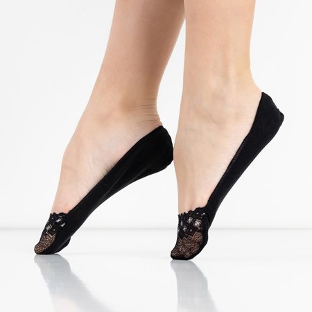 Dámské černé krajkové baleríny - ponožky