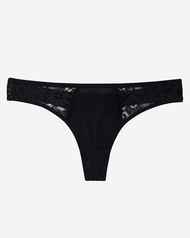 Dámské černé krajkové tanga kalhotky - Spodní prádlo