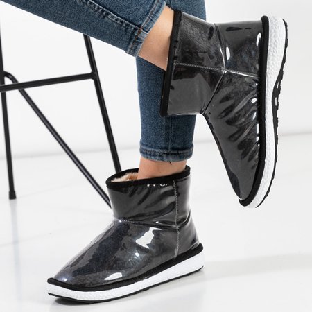 Dámské černé sněhové boty s kožešinou Shon - obuv