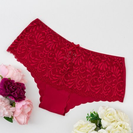 Dámské červené kalhotky s krajkou - Spodní prádlo