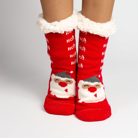 Dámské červené tlusté vánoční ponožky - spodní prádlo