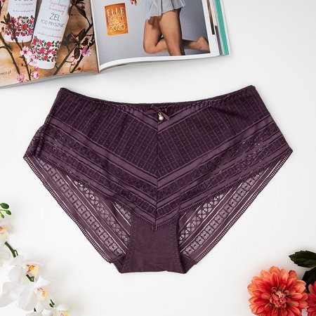 Dámské fialové krajkové kalhotky - Spodní prádlo