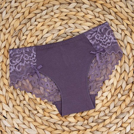 Dámské fialové krajkové kalhotky - Spodní prádlo