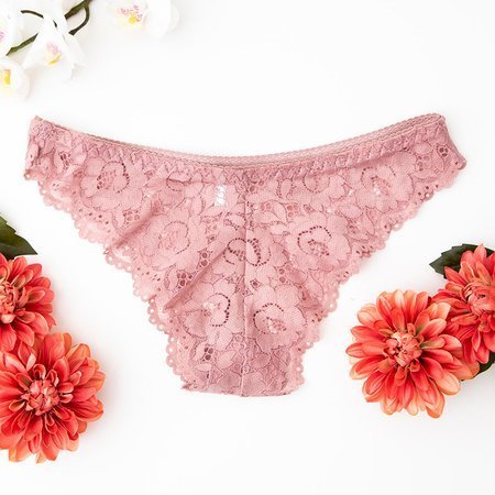 Dámské růžové krajkové brasilianky - Spodní prádlo