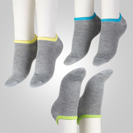 Dámské šedé ponožky s barevným lemováním 3 / balení - ponožky