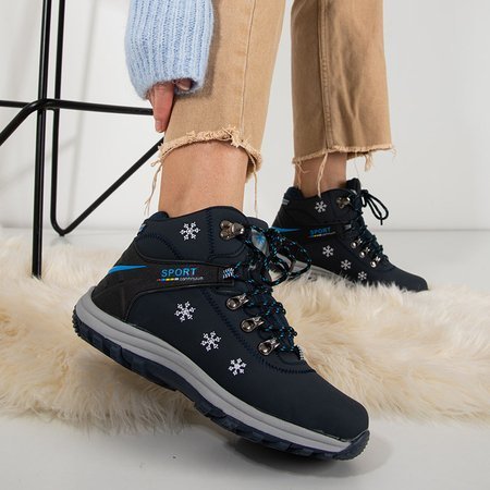 Dámské tmavě modré izolované sněhové boty s dekoracemi Aliza - obuv