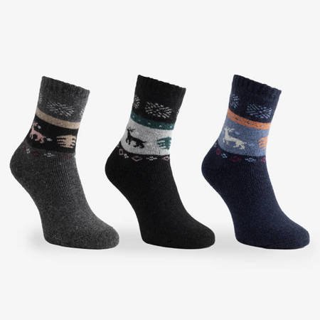 Dámské vánoční vlněné ponožky se vzorem 3 / balení - ponožky