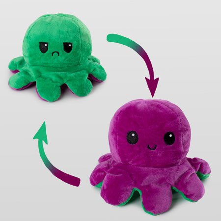 Fialová a tmavě zelená plyšová hračka s chobotnicí