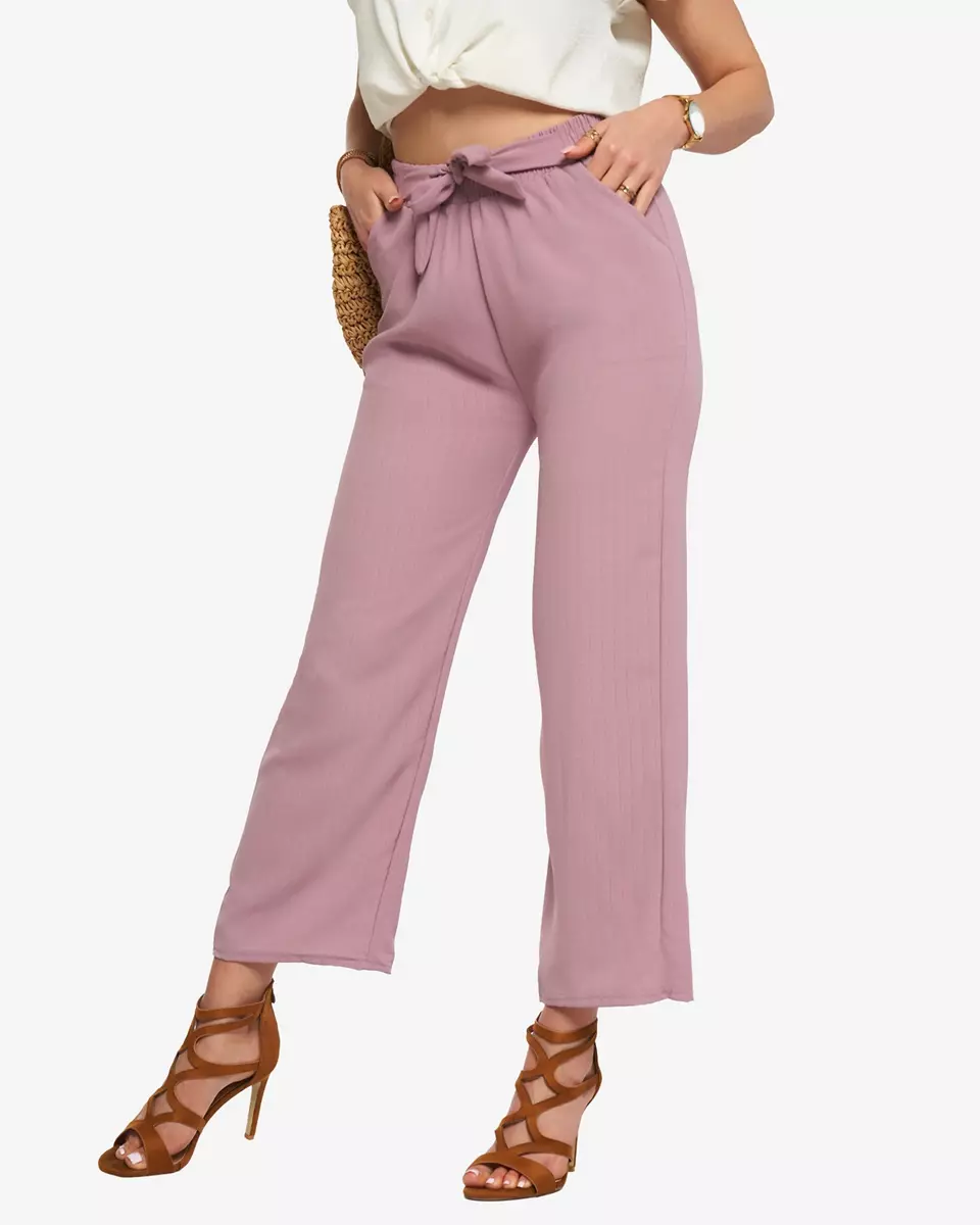 Fialové dámské široké kalhoty z látky - Oblečení