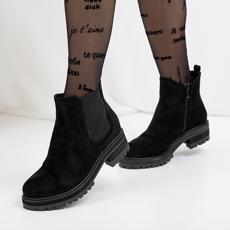 Kotníkové boty na platformě černé s elastickými vsadkami Weelt - Obuv