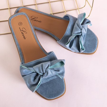 Modré dámské pantofle s mašlí Bonjour - Boty