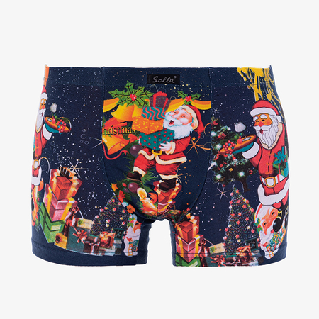 Námořnické modré pánské boxerky s vánočním potiskem - Spodní prádlo
