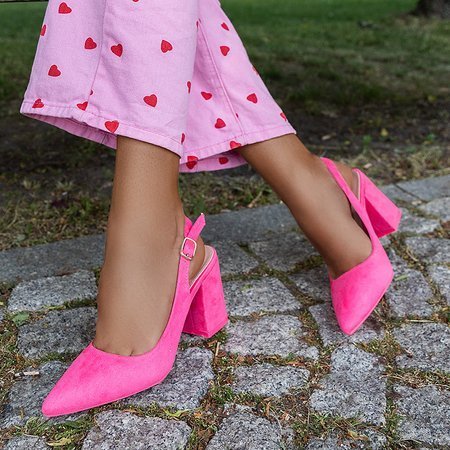 Neonově růžové dámské sandály na vysokém podpatku Dolores - obuv