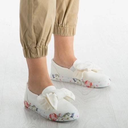 OUTLET Bílé tenisky s květinovým potiskem Luciess - obuv