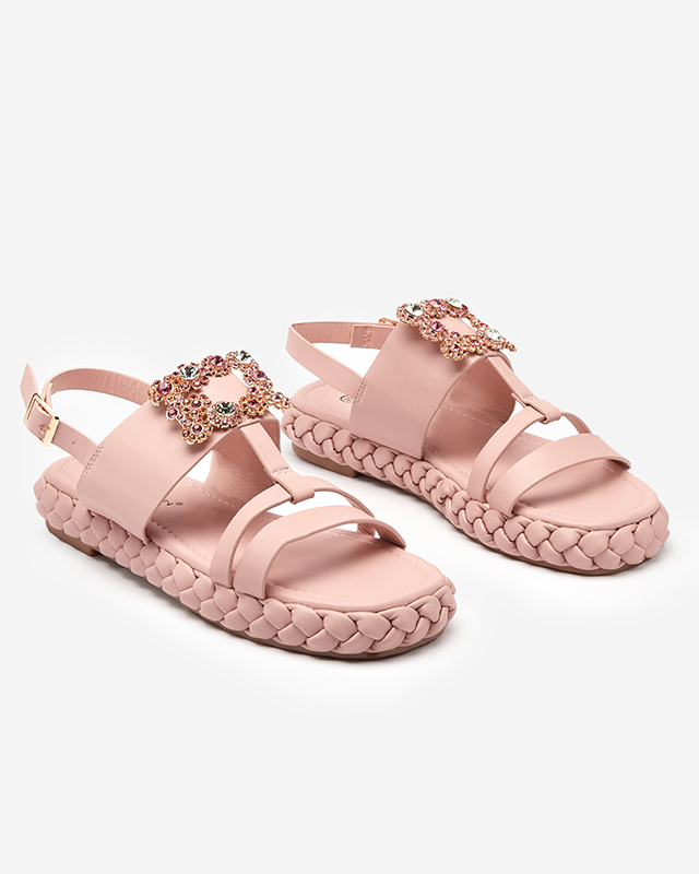 OUTLET Dámské světle růžové sandály s ozdobnou přezkou Govy-Footwear