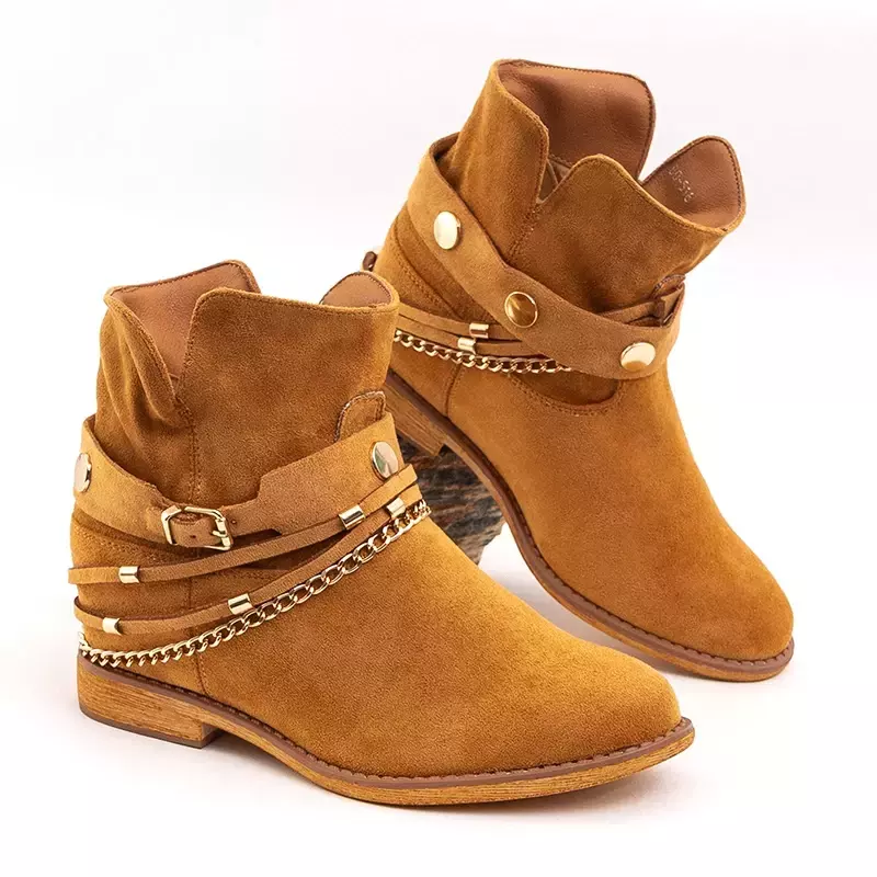OUTLET Hnědé dámské kovbojské boty na klínku Anthe - Boty