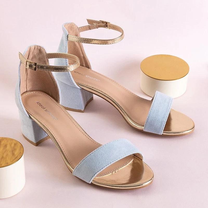 OUTLET Modré dámské sandály s nízkými podpatky Kamalia - Footwear