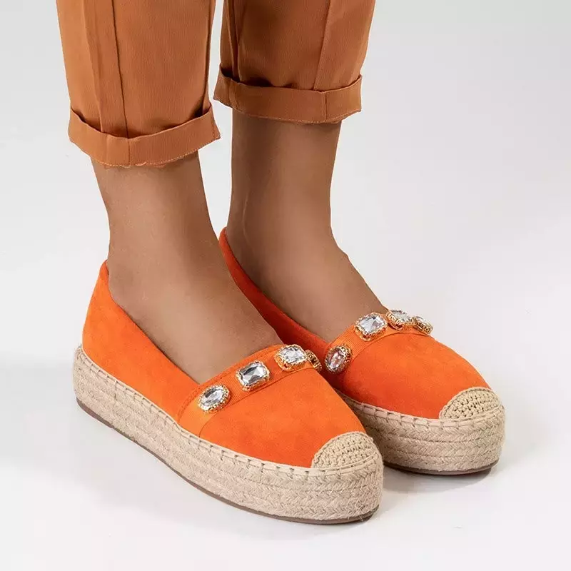 OUTLET Oranžové dámské espadrilky s krystaly Fenenny - boty